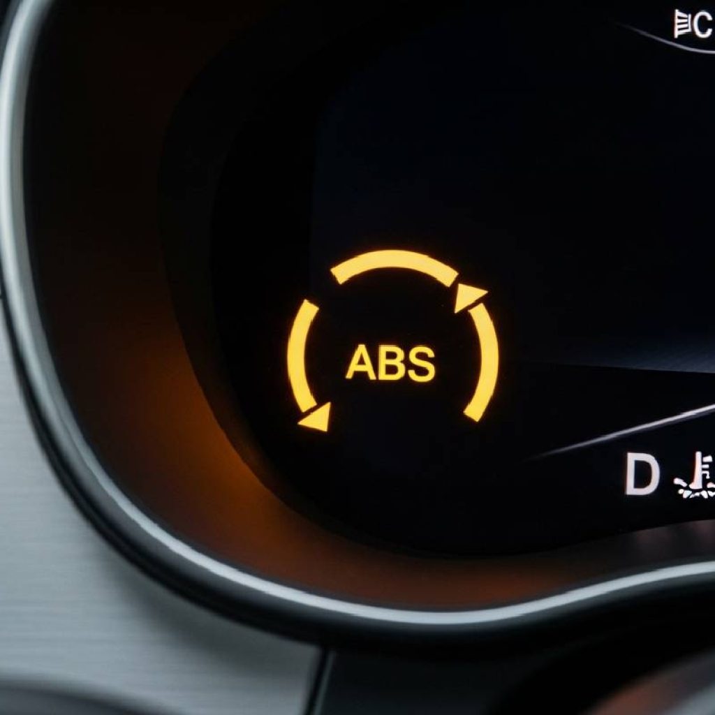 ABS braking system indicator on car dashboard