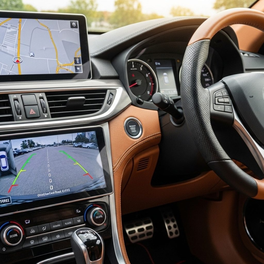  Car technology upgrades in Pakistan including reverse camera, parking sensors, and navigation system.
