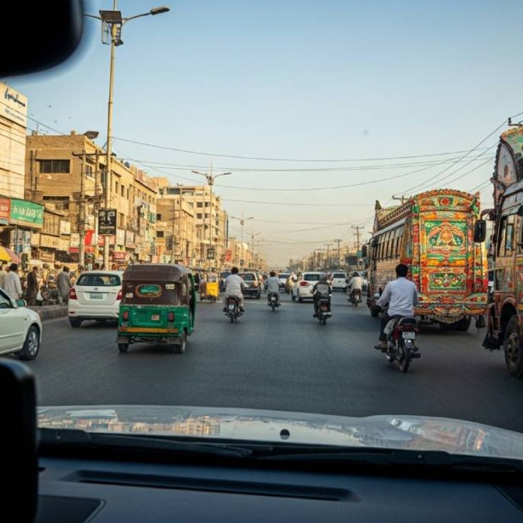 Best Dash cam recording traffic on a busy road in Karachi Pakistan.