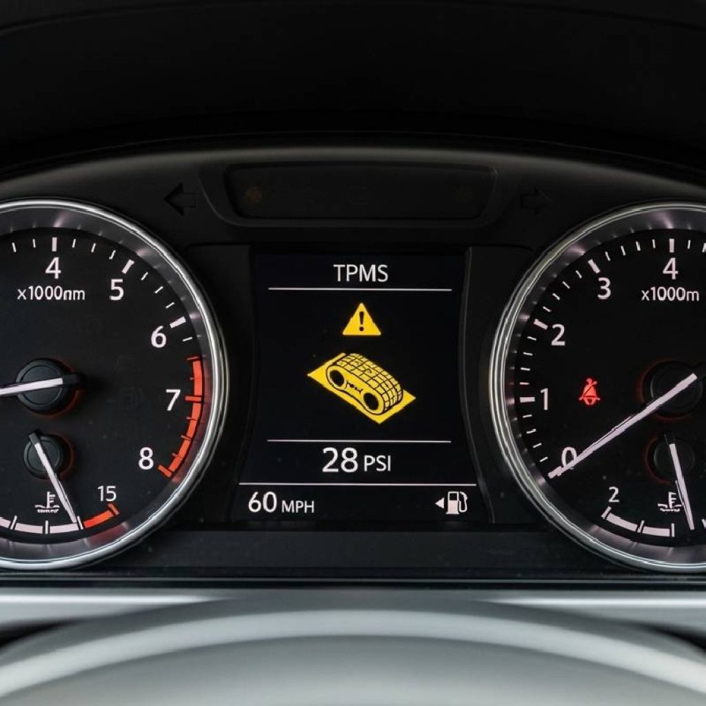 Tire Pressure Monitoring System alert on car dashboard