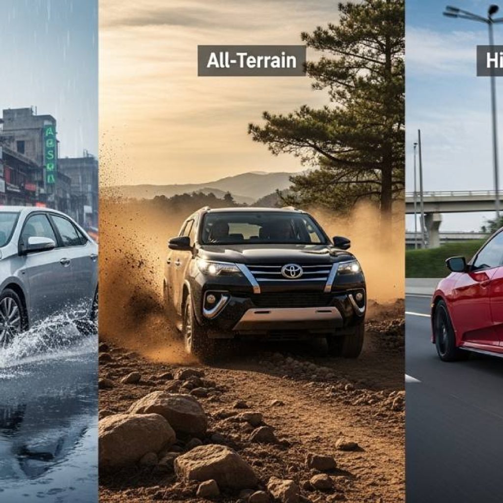 Best car tires Pakistan 2025 tire types overview: all-season, all-terrain, and high-performance examples