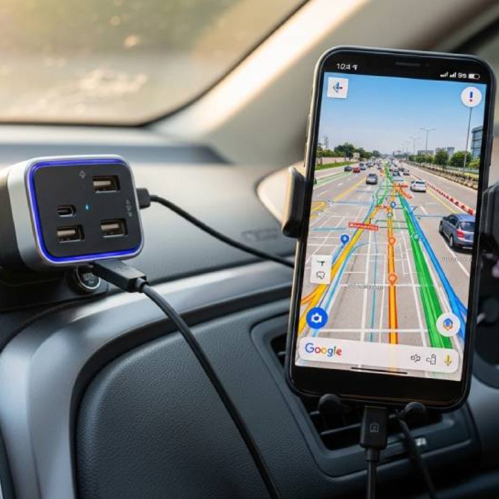 Best gari ki cheezain Pakistan USB charger and phone holder on Honda City dashboard