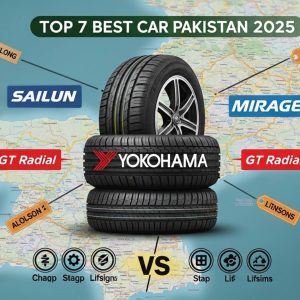 Best car tires Pakistan 2025 hero image showing Suzuki Alto with Linglong tires on Karachi highway